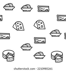 Cheese Dairy Delicious Nutrition vector seamless pattern thin line illustration