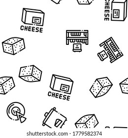 Línea delgada del vector de patrón de harina lechera de queso. Ilustraciones