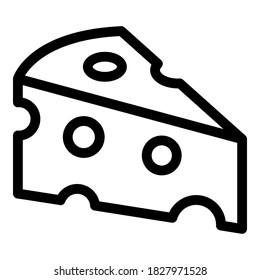 Icono de la rebanada de queso. Esquema del icono del vector de la sección láctea del queso para el diseño web aislado en fondo blanco