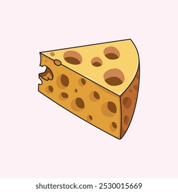Delicia del queso: Rebanada de dibujos animados con un bocado