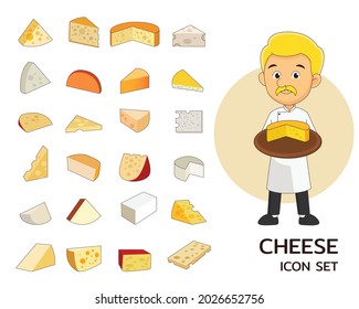 Cheese design concept flat icons.