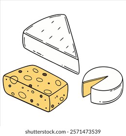Cheese dices and slices design art silhouettes vector