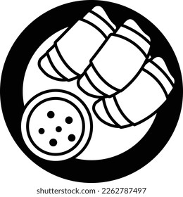 Cheese Dog Bread Rolls vector outline icon design, Asian Cuisines symbol, Most Popular Dishes Sign, Street Foods stock illustration, Lumpiang Prito with Pork Concept