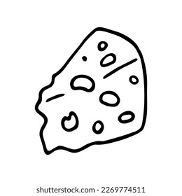 Cheese doodle, cooking nutrient. Hand-drawn tasty food, proper eating, healthy diet. Sketch, minimalism, line art. Isolated. Vector illustration