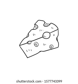 cheese doodle icon vector hand drawing 