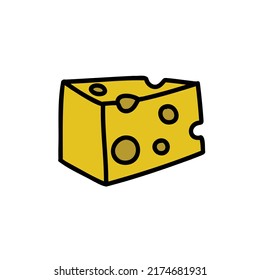 cheese doodle icon, vector illustration