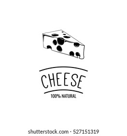 cheese doodle label. vector illustration. isolated on white background.