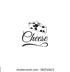 cheese doodle label. vector illustration. isolated on white background.