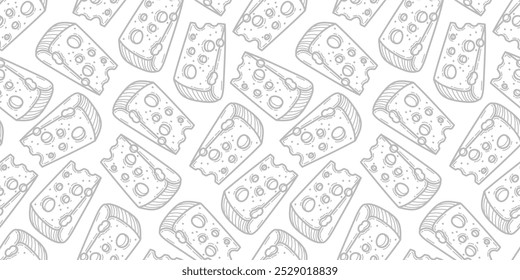 Fondo de patrón de doodle de queso. Patrón sin fisuras de un queso. Fondo de patrón de queso. Patrón sin fisuras de fondo de ilustración de doodle de queso.