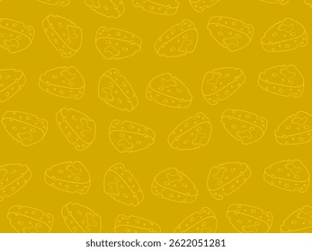 Papel de parede de padrão sem costura de rabiscar queijo. Padrão de fundo de queijo para papel de parede. Cartoon Cheese doodle padrão sem emenda para fundo e embalagem. Design vetorial.