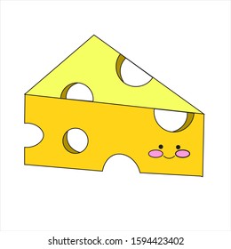 Cheese doodle yellow color icon, vector flat design illustration