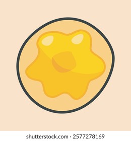 cheese doughnut with outline flat vector design.