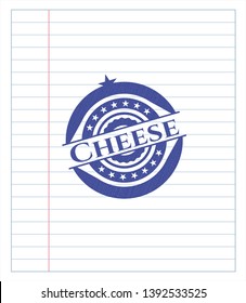 Cheese draw with pen effect. Blue ink. Vector Illustration. Detailed.