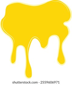 Cheese Drip Illustration on White Background. Isolated Vector in Cartoon Design