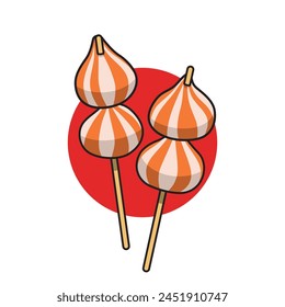 Cheese dumpling satay cartoon vector illustration