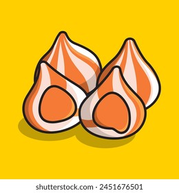 Cheese dumplings vector illustration, isolated on yellow background