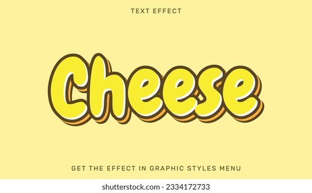 Cheese editable text effect in 3d style. Text emblem for advertising, branding, business logo