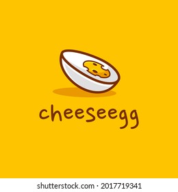 Cheese Egg Line Cute Simple Color Fun Modern Icon Illustration Logo Design Vector