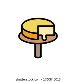 Cheese, ellipse form icon. Simple color with outline vector elements of dairy product icons for ui and ux, website or mobile application