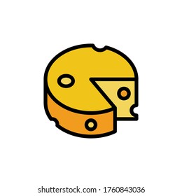 Icono de forma de queso, elipse. Color simple con elementos de vector de contorno de iconos de productos lácteos para ui y ux, sitio web o aplicación móvil