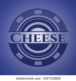 Cheese emblem with jean background. Vector Illustration. Detailed.