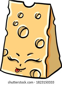 Cheese with eyes, illustration, vector on white background