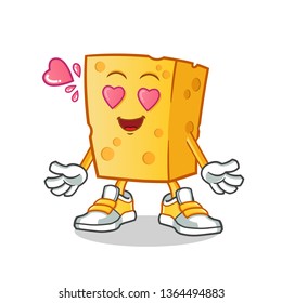 cheese fall in love mascot vector cartoon illustration