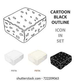 Cheese feta.Different kinds of cheese single icon in cartoon style vector symbol stock illustration web.