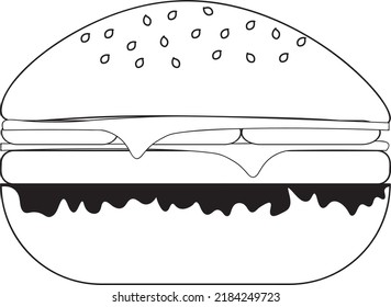 Cheese filled hamburger illustration vector