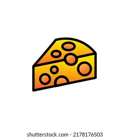 Queso Con Icono De Línea Llena Ilustración 