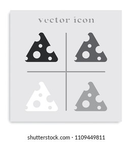 Cheese flat black and white vector icon.