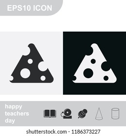 Cheese flat black and white vector icon.
