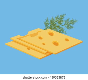 Cheese flat cartoon icon illustration