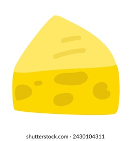 Cheese. Flat design. Hand drawn vector illustration on white background.