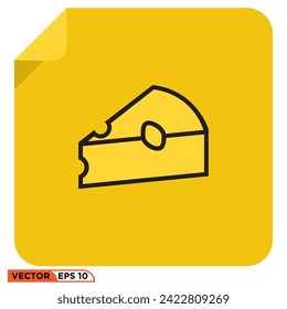 Cheese flat icon design vector graphic of template, sign and symbol