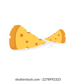 Cheese flat icon. Set of cheese parts and slices isolated on a white background. Cheese slice stock vector illustration. 