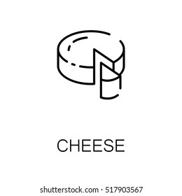 Cheese flat icon. Single high quality outline symbol of milk food for web design or mobile app. Thin line signs of cheese for design logo, visit card, etc. Outline pictogram of cheese
