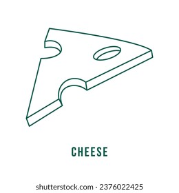 Cheese flat line icon. Chees piece. Vector illustrations. Outline signs for dairy product store.