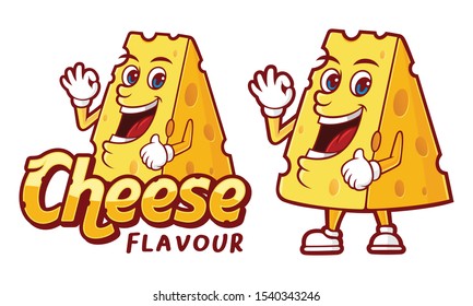 Cheese Flavour, with funny cheese character, for information and illustration of taste of various types of food products svg