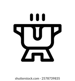 Cheese fondue. Editable stroke vector icon.