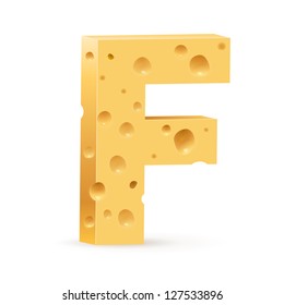 Cheese font F letter. Illustration on white