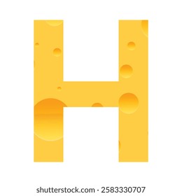 Cheese font H letter. Illustration on white background.