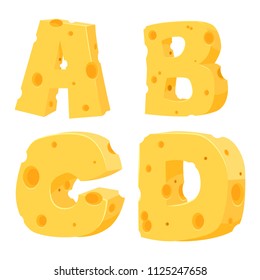 Cheese font isolated over white background