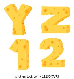 Cheese font isolated over white background