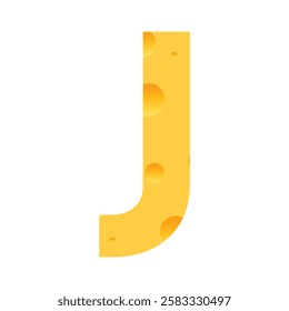 Cheese font J letter. Illustration on white background.