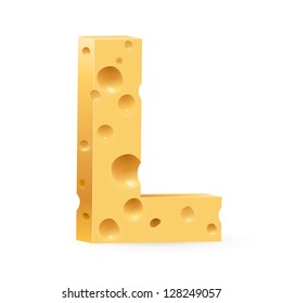 Cheese font L letter. Illustration on white.