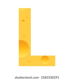 Cheese font L letter. Illustration on white background.