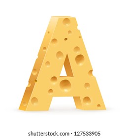 Cheese font A letter. Illustration on white