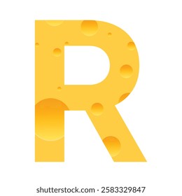 Cheese font R letter. Illustration on white background.