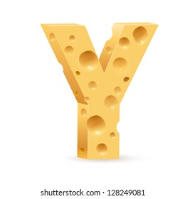 Cheese font Y letter. Illustration on white.